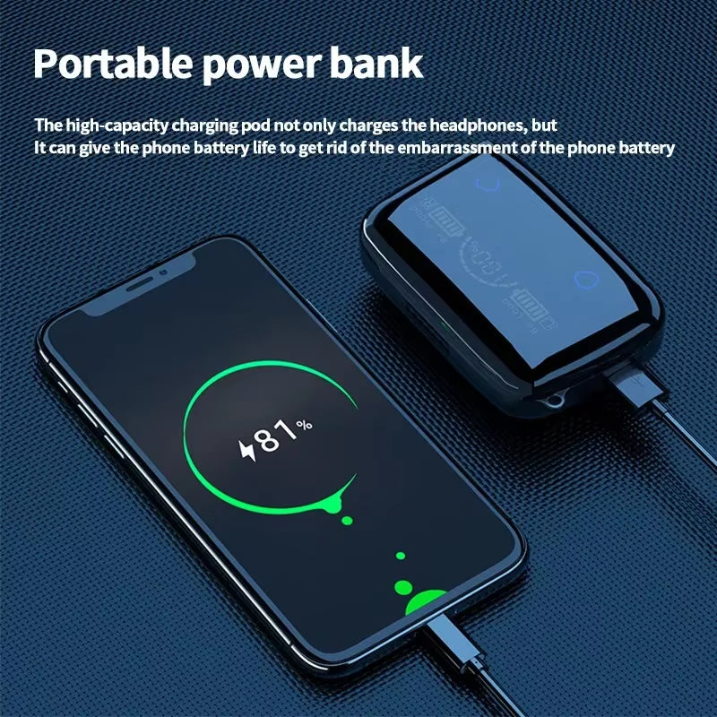 M19 Bluetooth Headset Wireless Tws Gaming Support Noise-Cancelling Touch In-Ear Mini Emergency Power Bank Headset