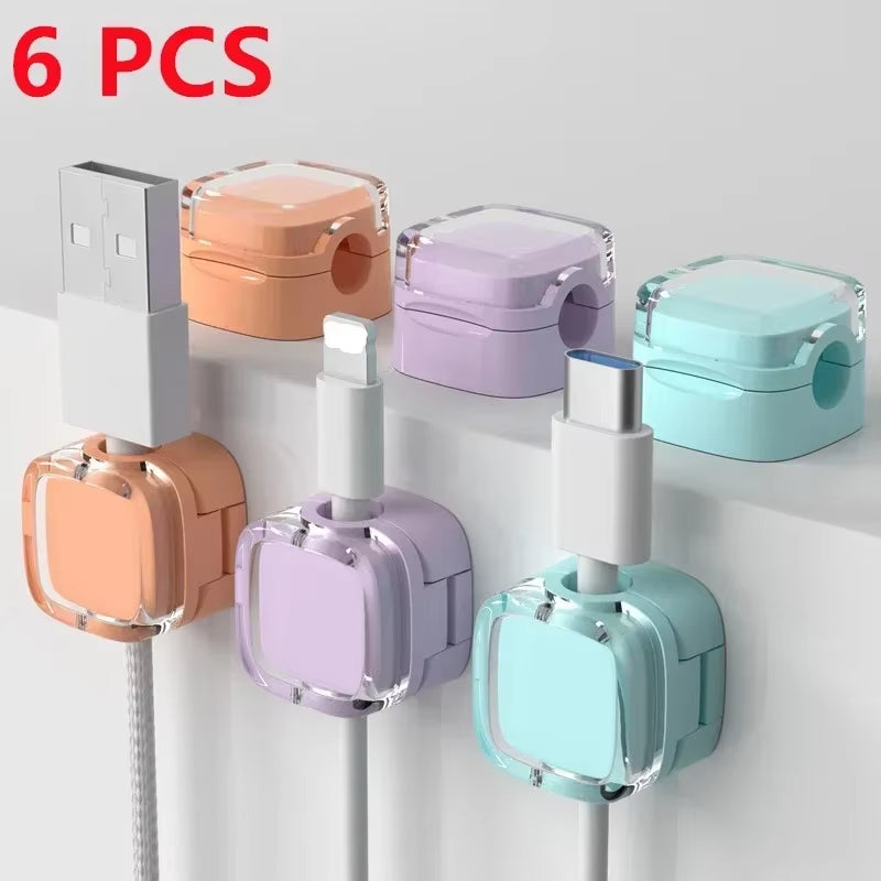 Macron Colorful Magnetic Clip Cable Organizer Smooth Adjustable Acrylic Universal Winder under Desk Management Wire Keeper Cable