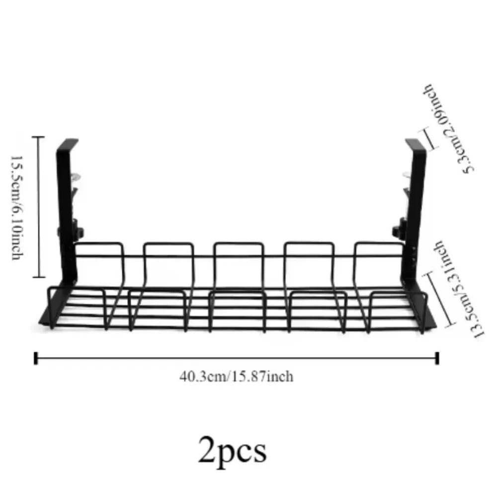 Under Table Storage Rack Metal Cable Management Tray Home Office Desk Wire Organizer No Punching Kitchen Storage Accessories
