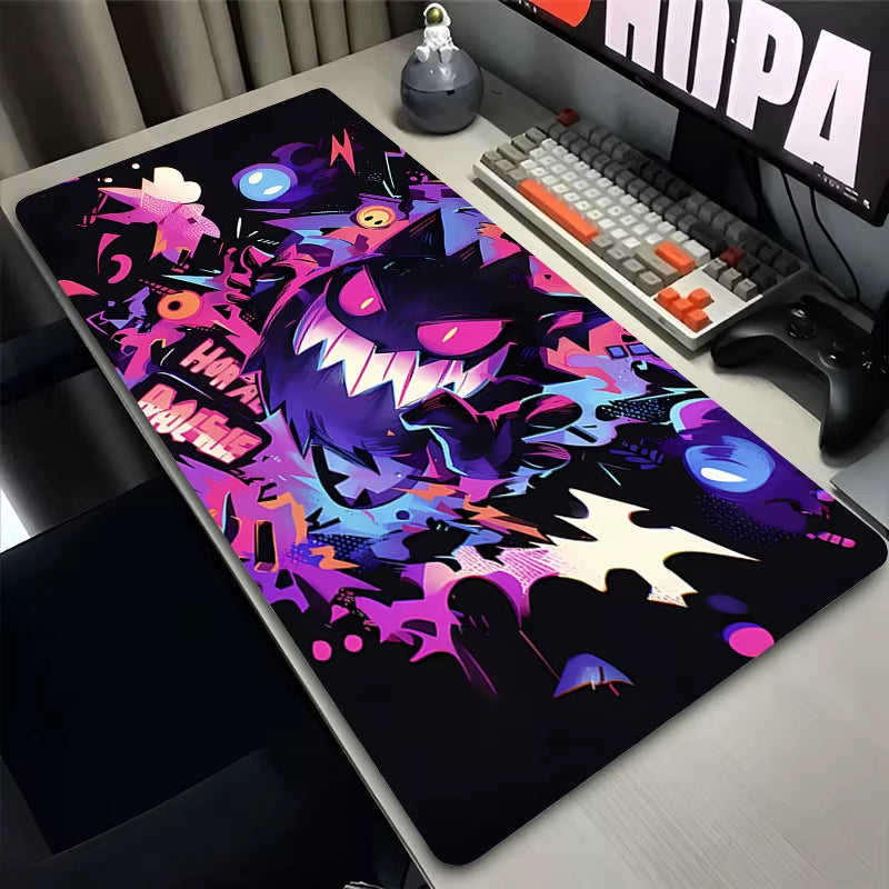 Gaming Mouse Pad Deskmat Anime Pc Accessories Mousepad P-Pokemon Gengar Xxl Mat 900X400 Gamer Large Desktop Extended Desk Carpet