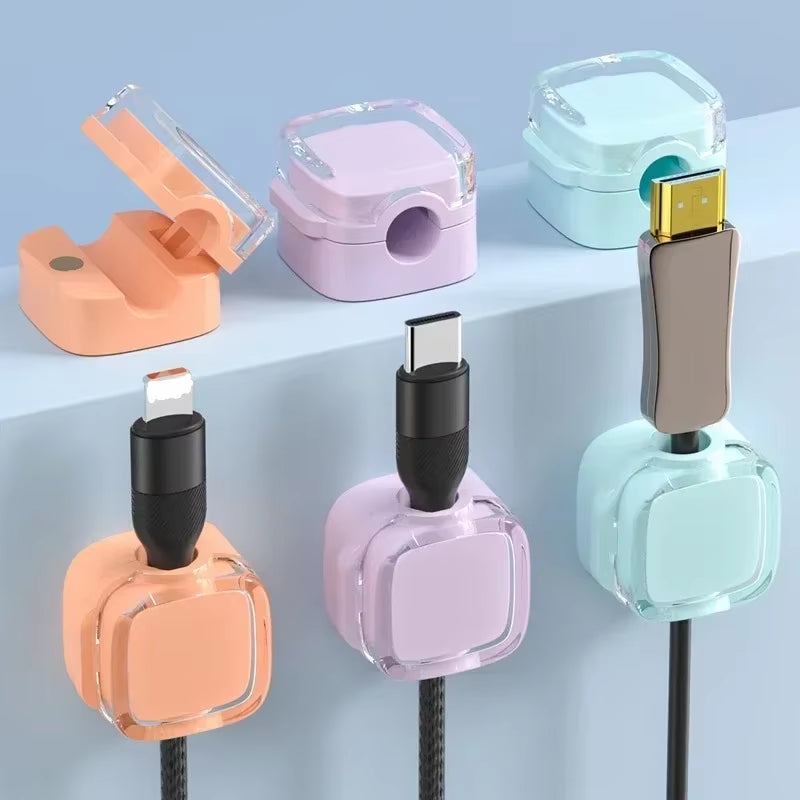 Macron Colorful Magnetic Clip Cable Organizer Smooth Adjustable Acrylic Universal Winder under Desk Management Wire Keeper Cable