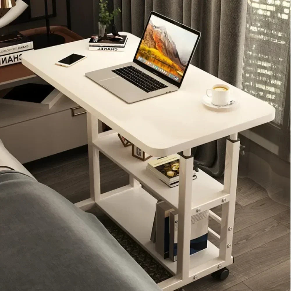 Simple Adjustable Laptop Desk with Wheels Movable Bedside Computer Table Lift Computer Desk Bedroom Office Portable Study Table