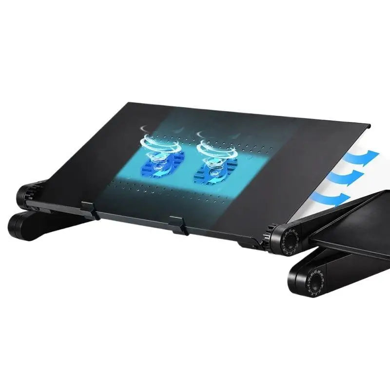 Aluminum Alloy Laptop Table Folding Notebook Desktop Stand with Cooling Fan Bed Laptop Tray Desk Study Desk Bed Office Bookshelf
