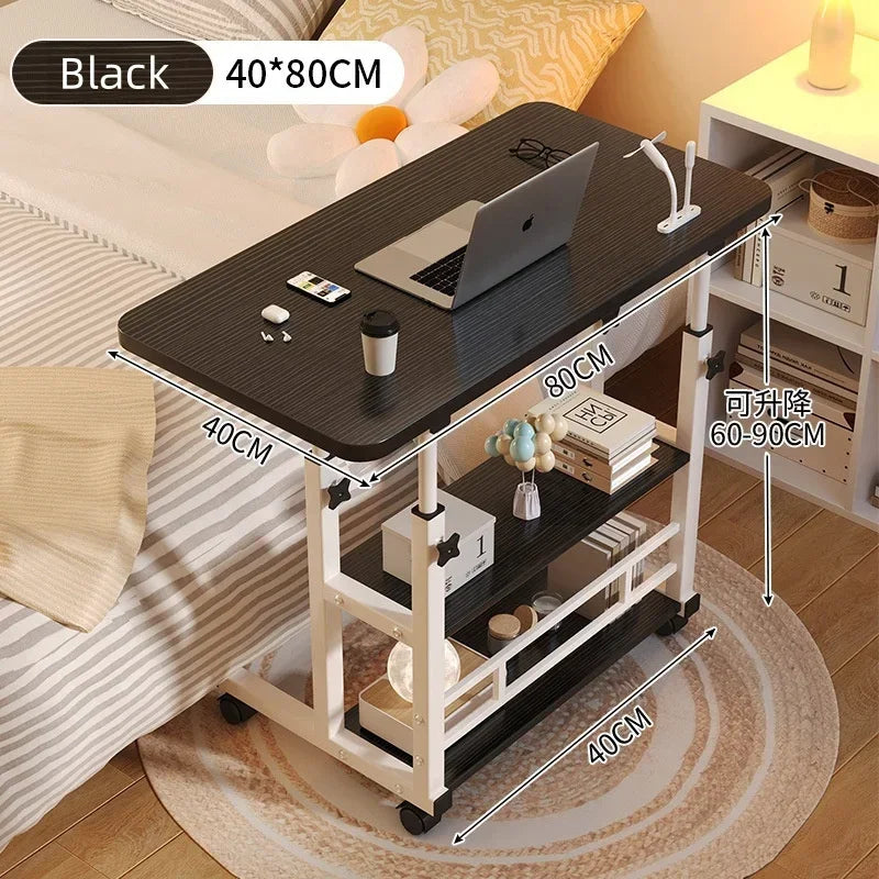 Simple Adjustable Laptop Desk with Wheels Movable Bedside Computer Table Lift Computer Desk Bedroom Office Portable Study Table