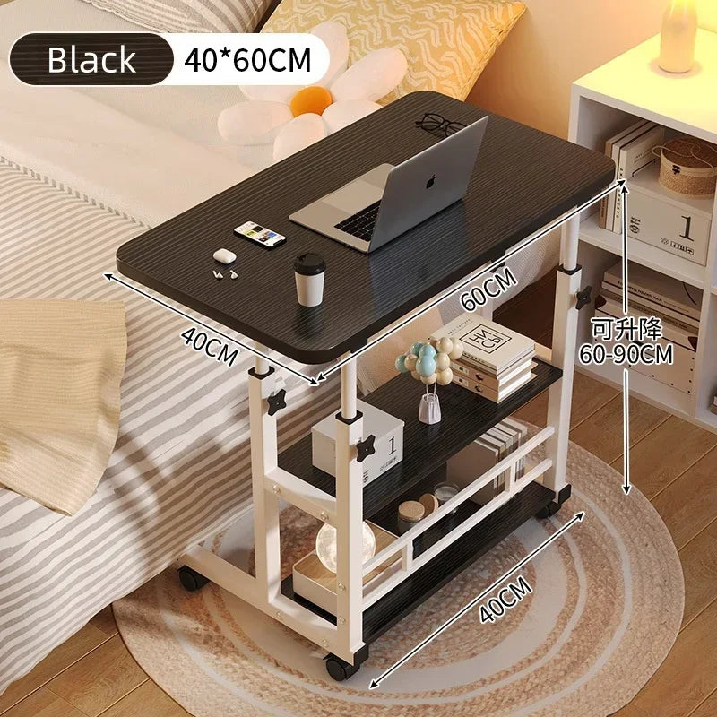 Simple Adjustable Laptop Desk with Wheels Movable Bedside Computer Table Lift Computer Desk Bedroom Office Portable Study Table
