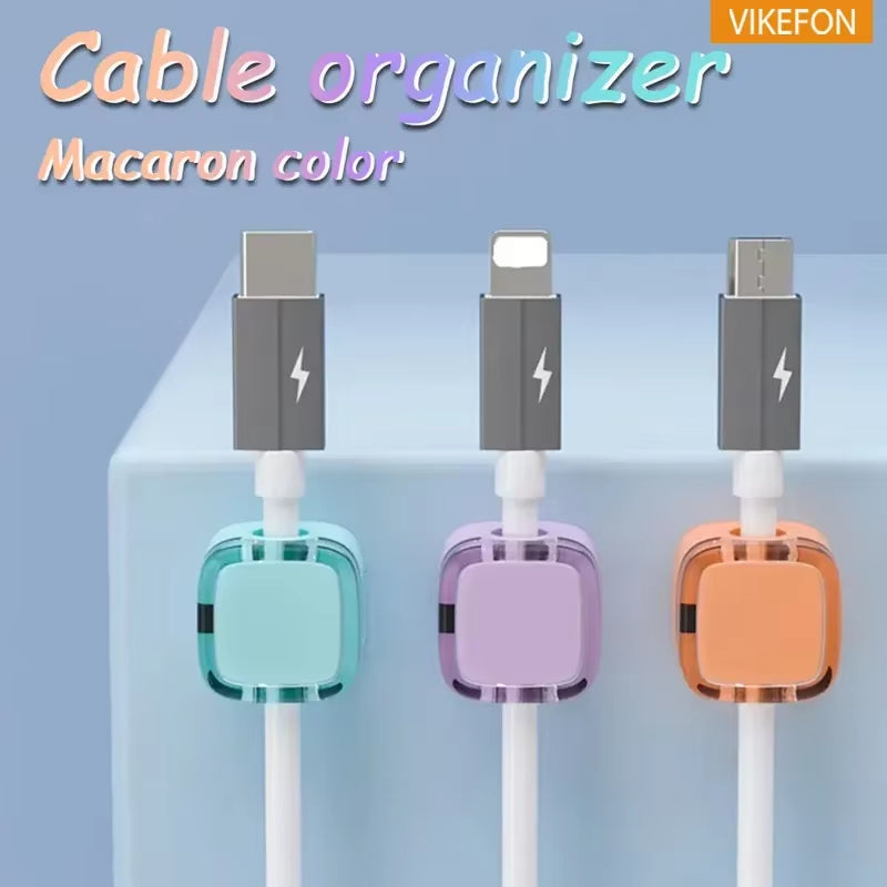 Macron Colorful Magnetic Clip Cable Organizer Smooth Adjustable Acrylic Universal Winder under Desk Management Wire Keeper Cable