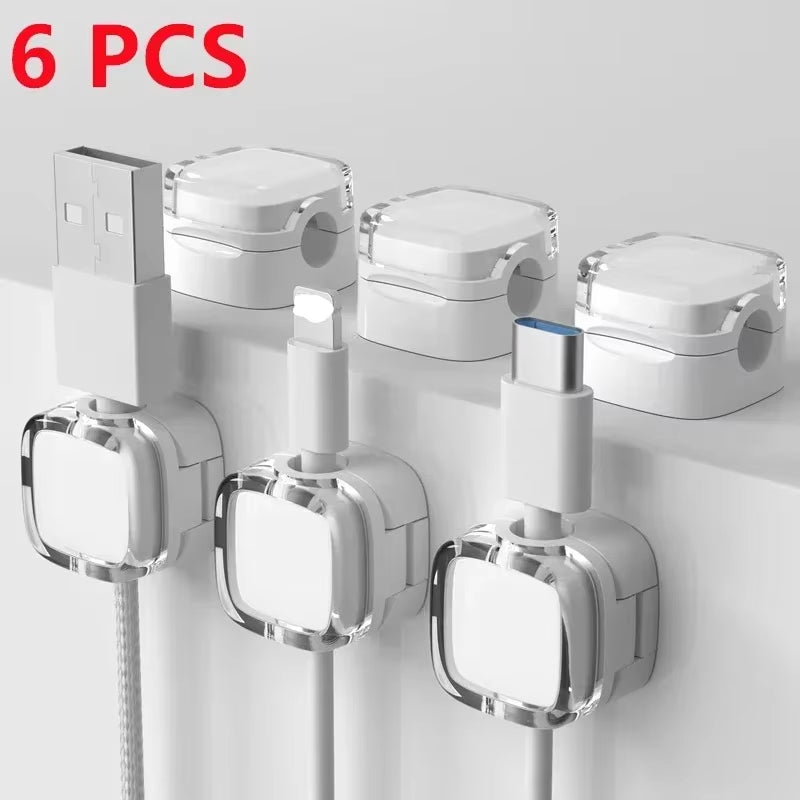 Macron Colorful Magnetic Clip Cable Organizer Smooth Adjustable Acrylic Universal Winder under Desk Management Wire Keeper Cable