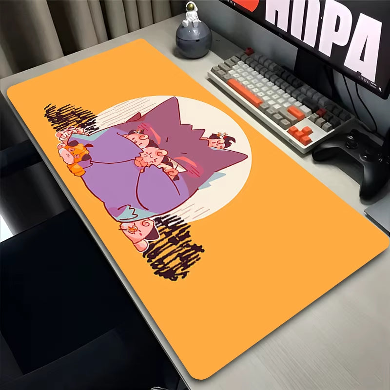 Gaming Mouse Pad Deskmat Anime Pc Accessories Mousepad P-Pokemon Gengar Xxl Mat 900X400 Gamer Large Desktop Extended Desk Carpet