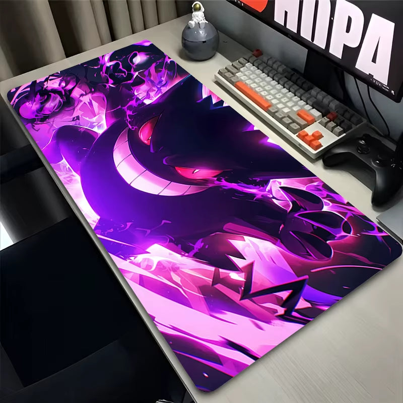 Gaming Mouse Pad Deskmat Anime Pc Accessories Mousepad P-Pokemon Gengar Xxl Mat 900X400 Gamer Large Desktop Extended Desk Carpet